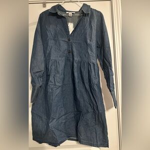 Nine West Blue soft light denim Long Sleeve Dress NWT Sz M